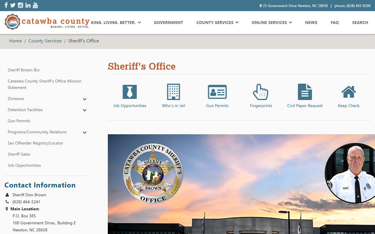 Catawba County Sheriff's Office for jail mugshots and booking records